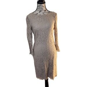 Babaton Rafael Cairo Taupe Lace Dress Size 6 | Long Sleeve Mini (Aritzia) NWT